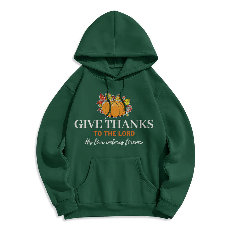 Modern Style Give Thanks to the Lord Pumpkin Fleece Lined Polyester Hoodie