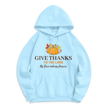 Modern Style Give Thanks to the Lord Pumpkin Fleece Lined Polyester Hoodie