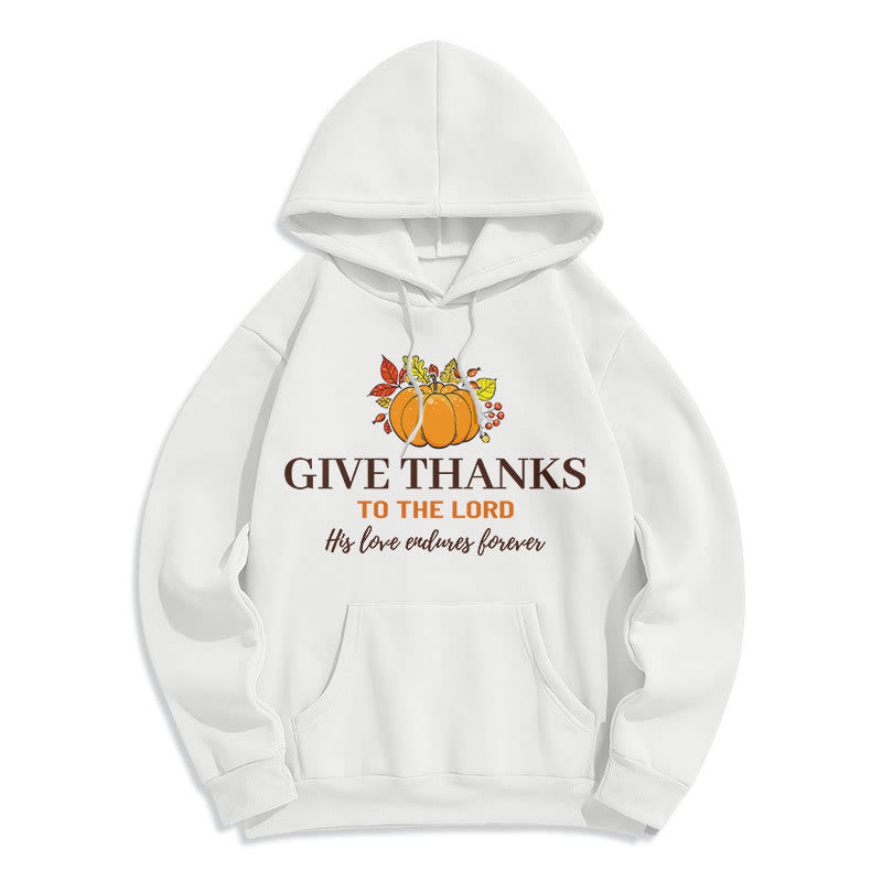 Modern Style Give Thanks to the Lord Pumpkin Fleece Lined Polyester Hoodie
