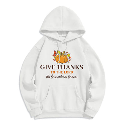 Modern Style Give Thanks to the Lord Pumpkin Fleece Lined Polyester Hoodie