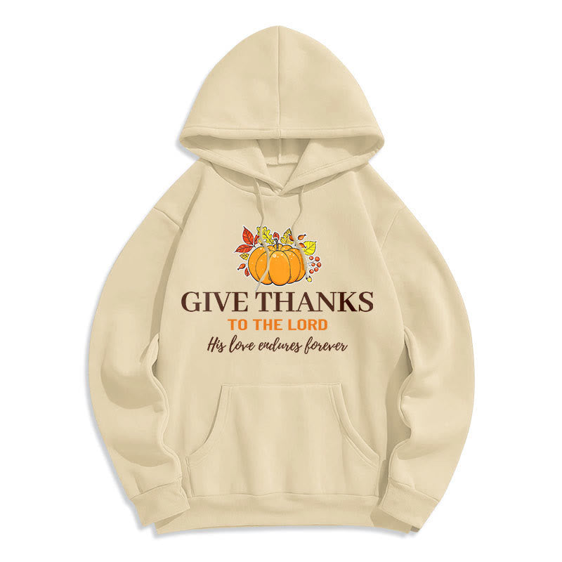 Modern Style Give Thanks to the Lord Pumpkin Fleece Lined Polyester Hoodie