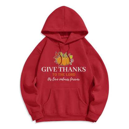 Modern Style Give Thanks to the Lord Pumpkin Fleece Lined Polyester Hoodie
