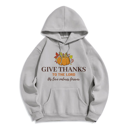Modern Style Give Thanks to the Lord Pumpkin Fleece Lined Polyester Hoodie
