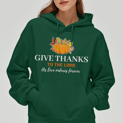 Modern Style Give Thanks to the Lord Pumpkin Fleece Lined Polyester Hoodie
