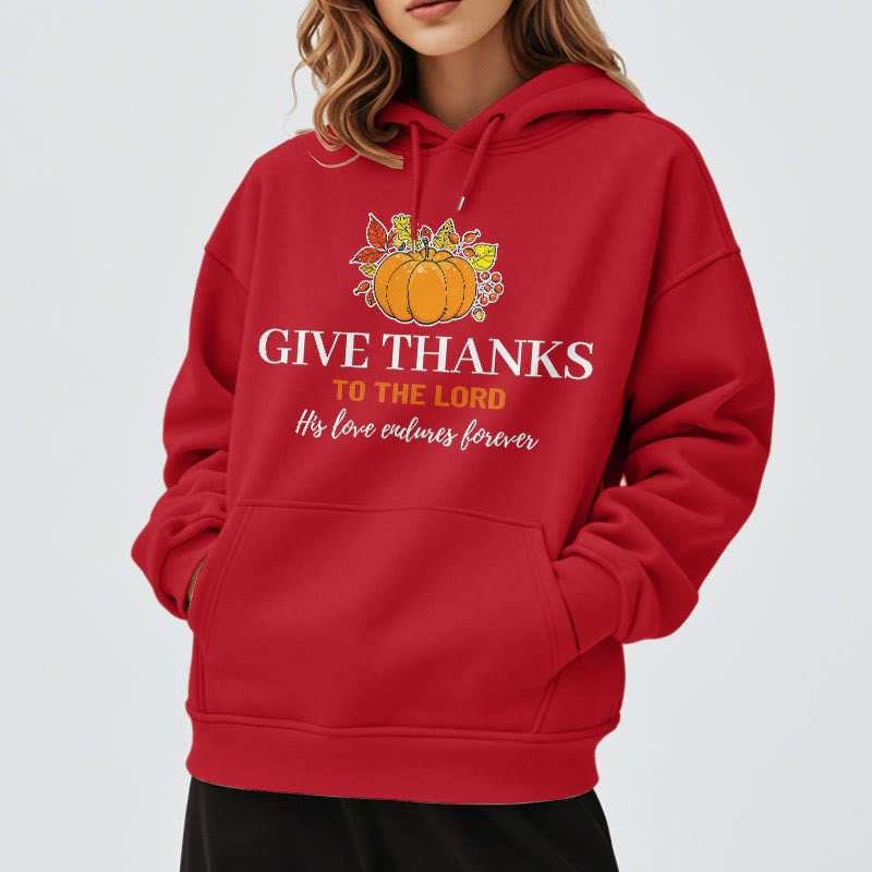 Modern Style Give Thanks to the Lord Pumpkin Fleece Lined Polyester Hoodie