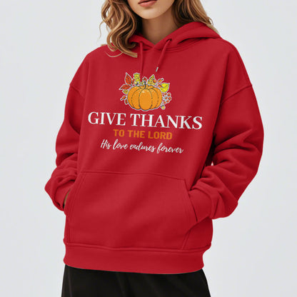 Modern Style Give Thanks to the Lord Pumpkin Fleece Lined Polyester Hoodie