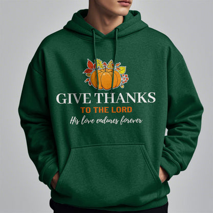 Modern Style Give Thanks to the Lord Pumpkin Fleece Lined Polyester Hoodie