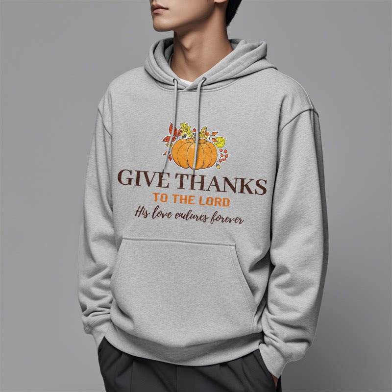 Modern Style Give Thanks to the Lord Pumpkin Fleece Lined Polyester Hoodie