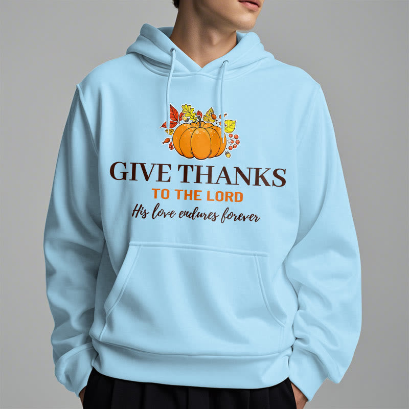 Modern Style Give Thanks to the Lord Pumpkin Fleece Lined Polyester Hoodie