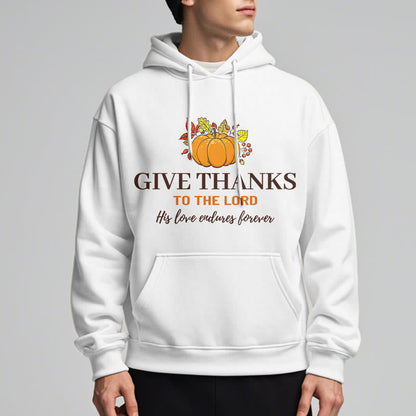 Modern Style Give Thanks to the Lord Pumpkin Fleece Lined Polyester Hoodie