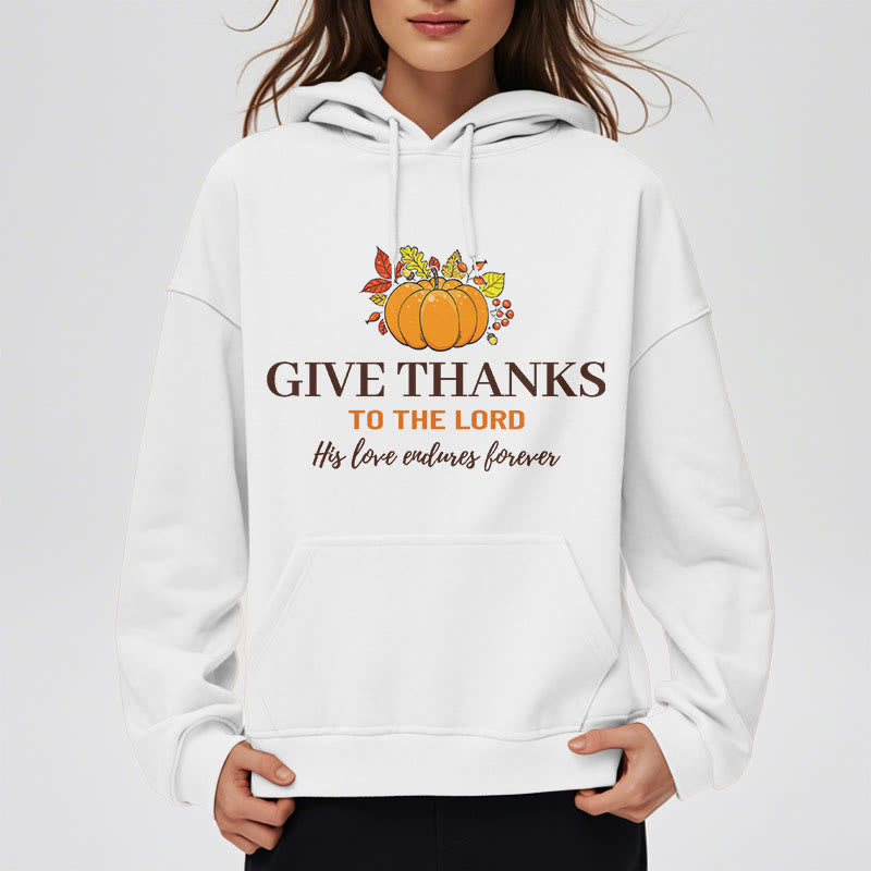 Modern Style Give Thanks to the Lord Pumpkin Fleece Lined Polyester Hoodie
