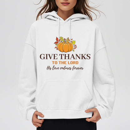 Modern Style Give Thanks to the Lord Pumpkin Fleece Lined Polyester Hoodie