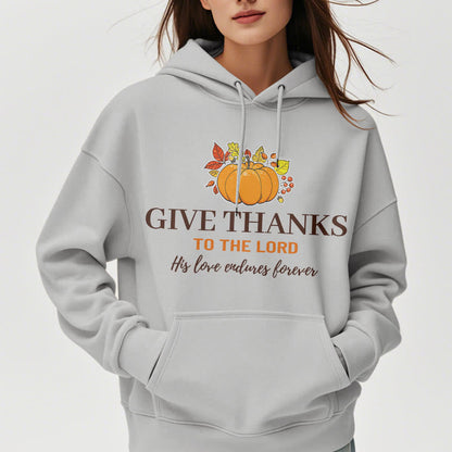 Modern Style Give Thanks to the Lord Pumpkin Fleece Lined Polyester Hoodie