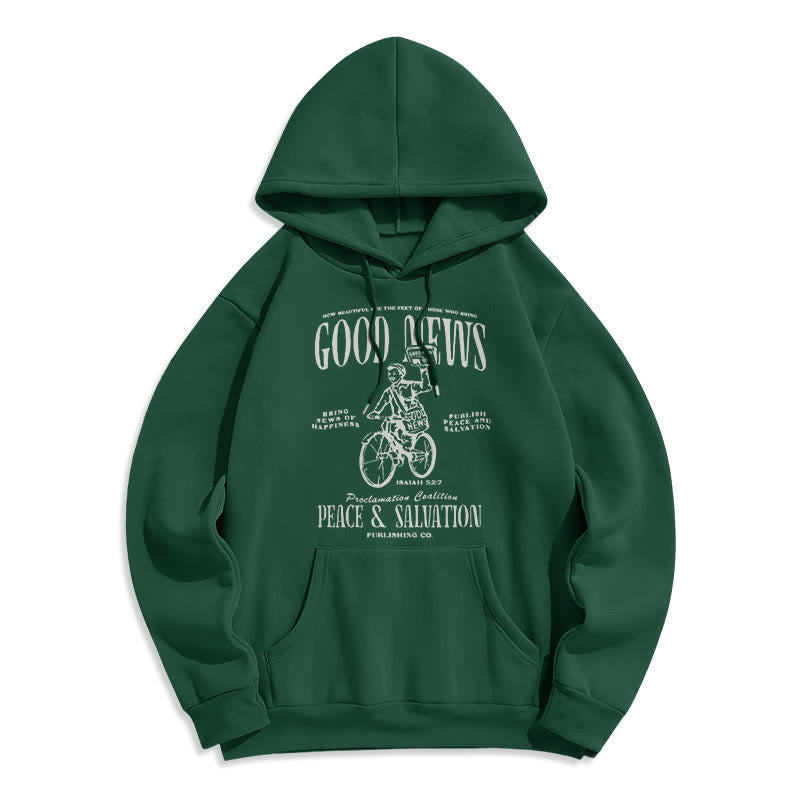 Quotation Style Good News Isaiah 52:7 Fleece Lined Polyester Hoodie