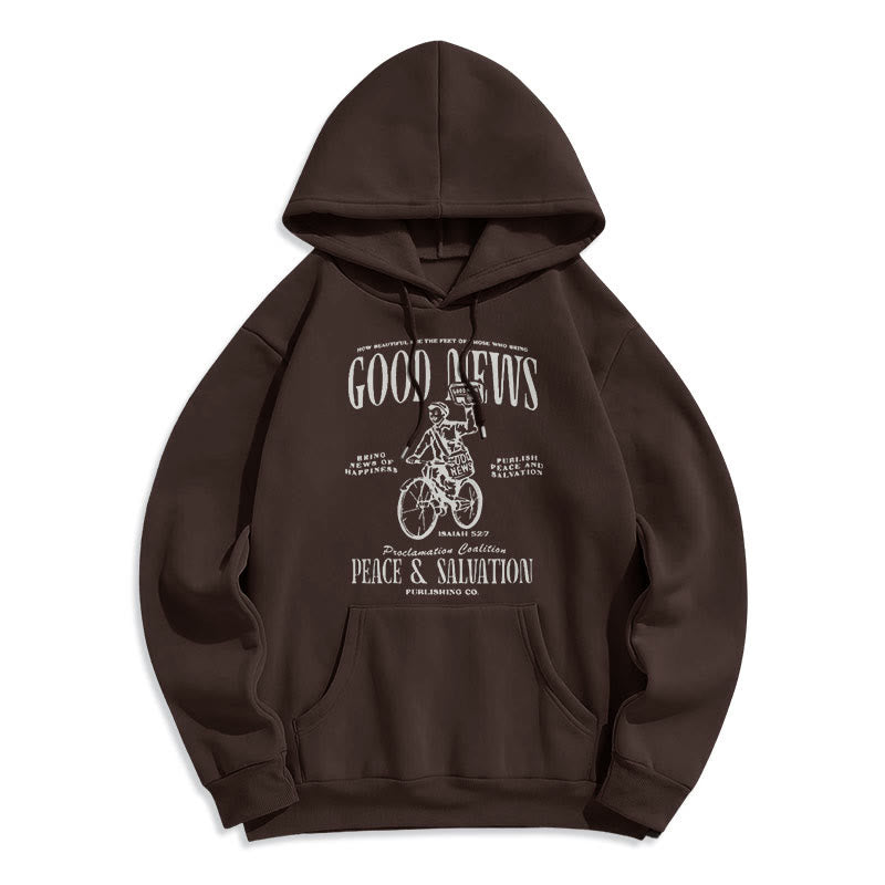 Quotation Style Good News Isaiah 52:7 Fleece Lined Polyester Hoodie