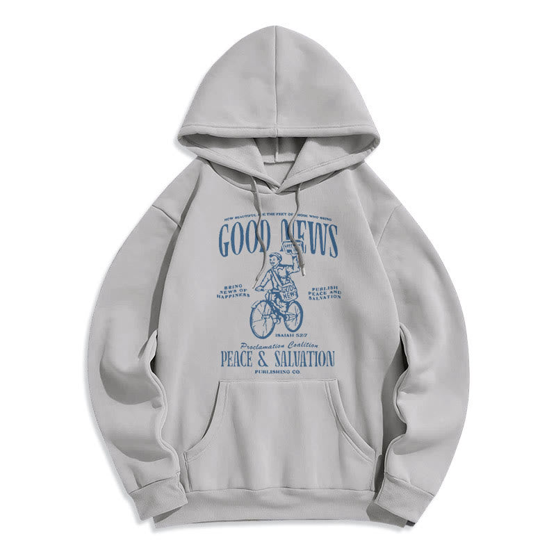 Quotation Style Good News Isaiah 52:7 Fleece Lined Polyester Hoodie