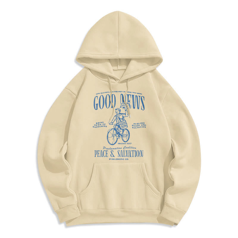 Quotation Style Good News Isaiah 52:7 Fleece Lined Polyester Hoodie