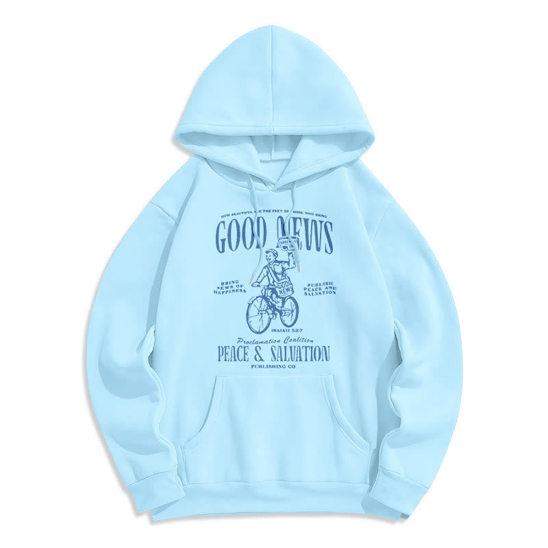 Quotation Style Good News Isaiah 52:7 Fleece Lined Polyester Hoodie