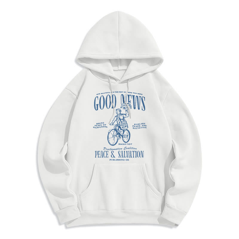 Quotation Style Good News Isaiah 52:7 Fleece Lined Polyester Hoodie