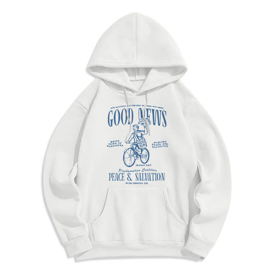 Quotation Style Good News Isaiah 52:7 Fleece Lined Polyester Hoodie