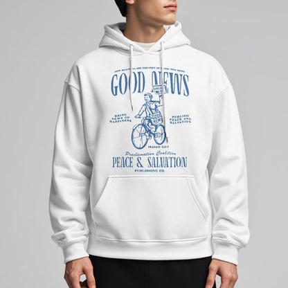Quotation Style Good News Isaiah 52:7 Fleece Lined Polyester Hoodie