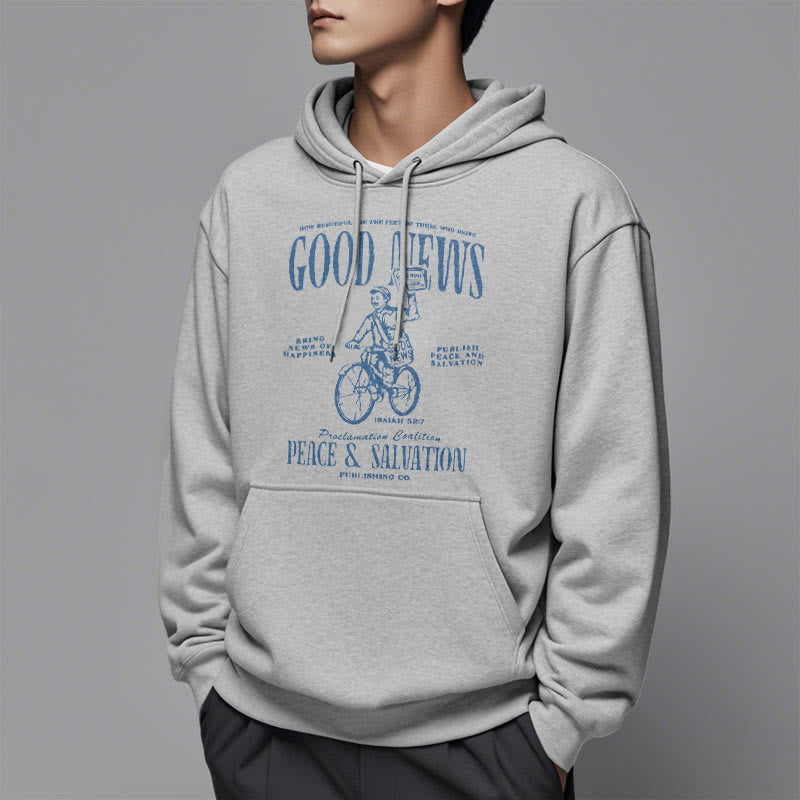 Quotation Style Good News Isaiah 52:7 Fleece Lined Polyester Hoodie