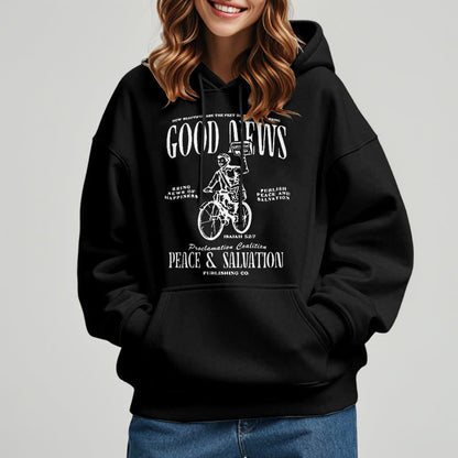 Quotation Style Good News Isaiah 52:7 Fleece Lined Polyester Hoodie