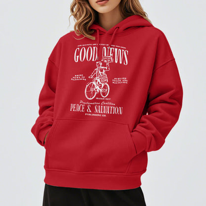 Quotation Style Good News Isaiah 52:7 Fleece Lined Polyester Hoodie