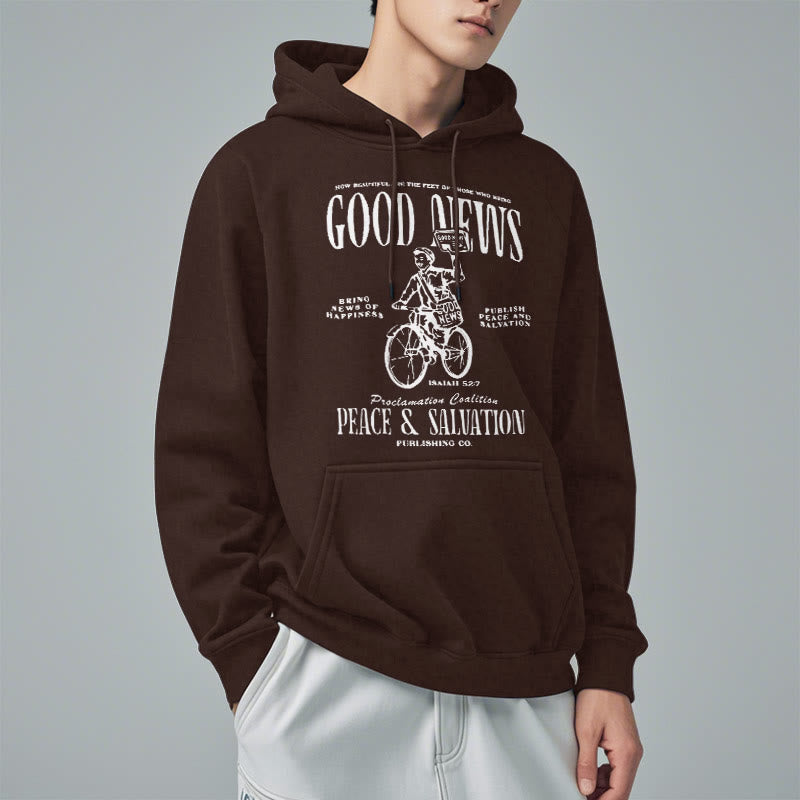 Quotation Style Good News Isaiah 52:7 Fleece Lined Polyester Hoodie