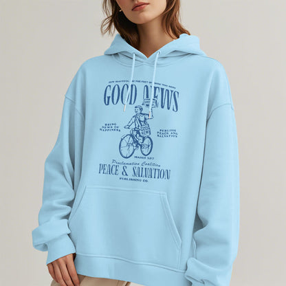 Quotation Style Good News Isaiah 52:7 Fleece Lined Polyester Hoodie