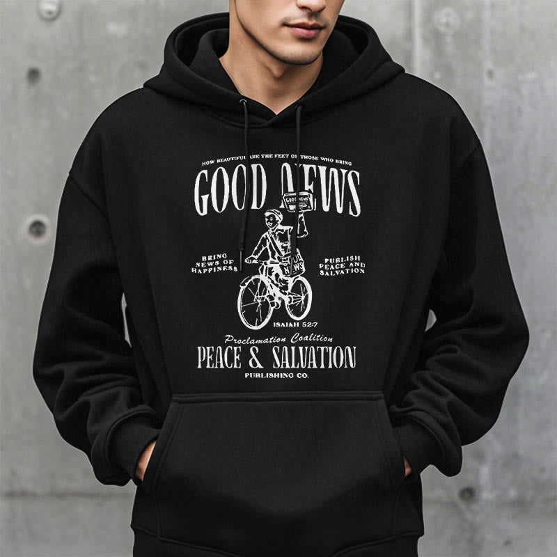Quotation Style Good News Isaiah 52:7 Fleece Lined Polyester Hoodie