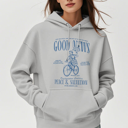 Quotation Style Good News Isaiah 52:7 Fleece Lined Polyester Hoodie