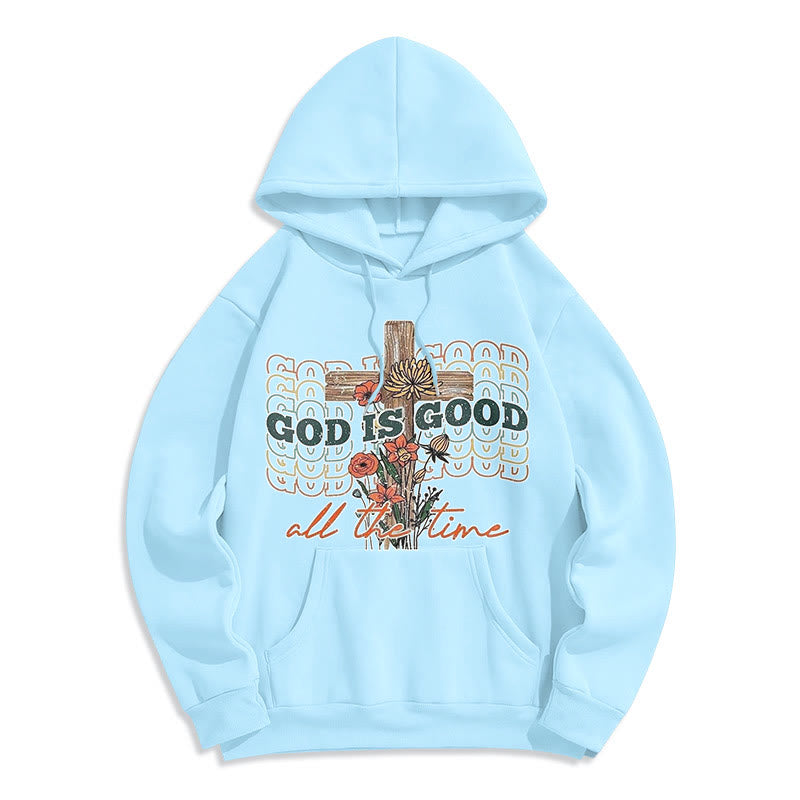 Classic Colored Style God is Good All the Time Fleece Lined Polyester Hoodie