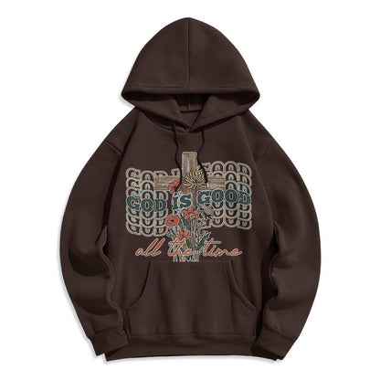 Classic Colored Style God is Good All the Time Fleece Lined Polyester Hoodie
