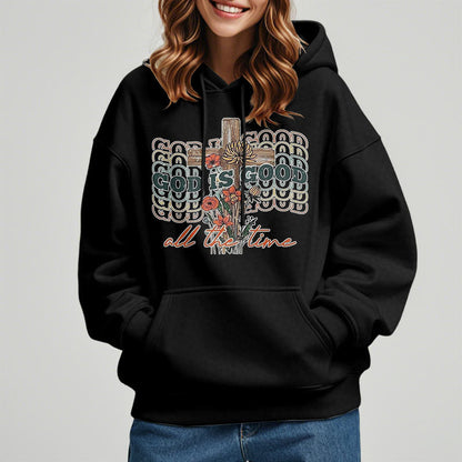 Classic Colored Style God is Good All the Time Fleece Lined Polyester Hoodie