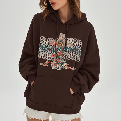Classic Colored Style God is Good All the Time Fleece Lined Polyester Hoodie