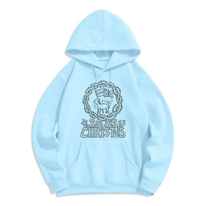 Modern Style Solus Christus Lamb Fleece Lined Polyester Hoodie