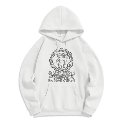 Modern Style Solus Christus Lamb Fleece Lined Polyester Hoodie