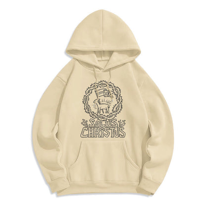 Modern Style Solus Christus Lamb Fleece Lined Polyester Hoodie