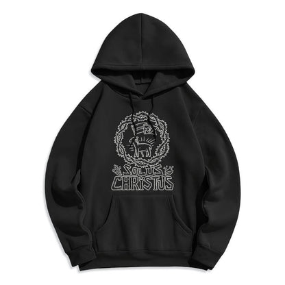 Modern Style Solus Christus Lamb Fleece Lined Polyester Hoodie