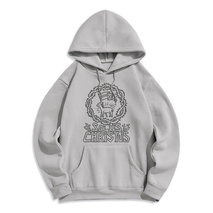 Modern Style Solus Christus Lamb Fleece Lined Polyester Hoodie