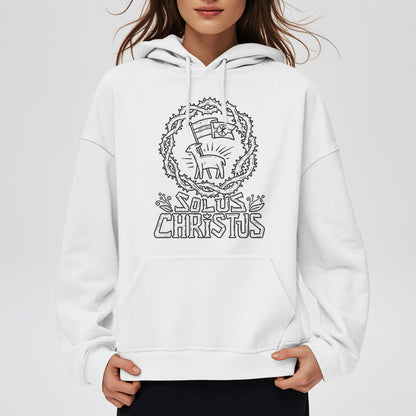 Modern Style Solus Christus Lamb Fleece Lined Polyester Hoodie