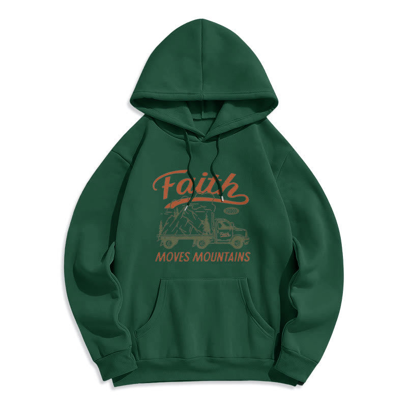 Quotation Colored Style Faith Moves Mountains Fleece Lined Polyester Hoodie