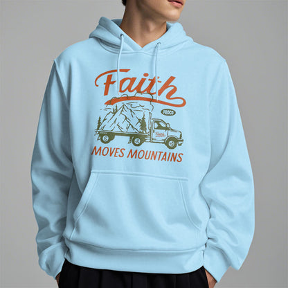 Quotation Colored Style Faith Moves Mountains Fleece Lined Polyester Hoodie