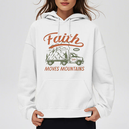 Quotation Colored Style Faith Moves Mountains Fleece Lined Polyester Hoodie