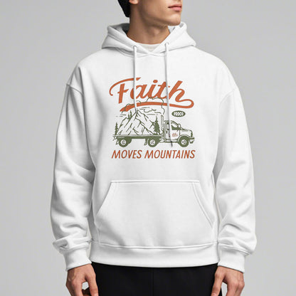 Quotation Colored Style Faith Moves Mountains Fleece Lined Polyester Hoodie