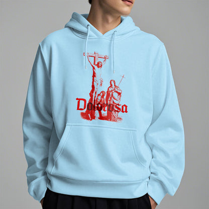 Classic Style Dolorosa Crucifix Jesus Sacred Faith Fleece Lined Polyester Hoodie