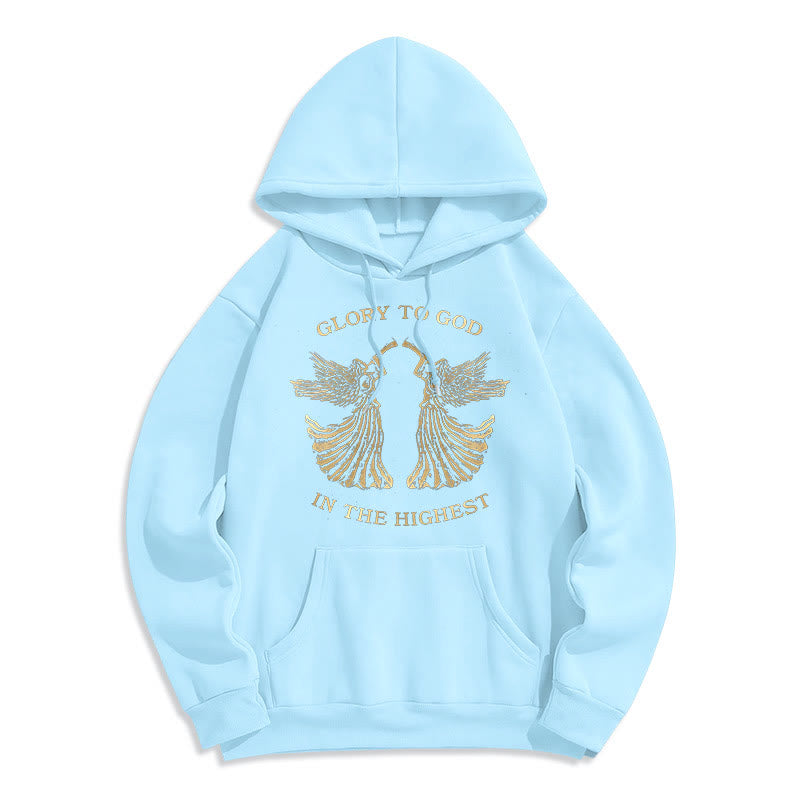 Classic Style Glory To God In The Highest Angel Fleece Lined Polyester Hoodie