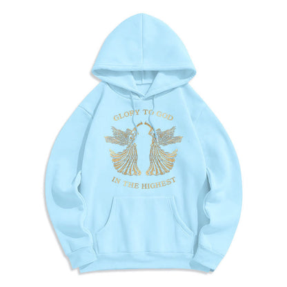 Classic Style Glory To God In The Highest Angel Fleece Lined Polyester Hoodie