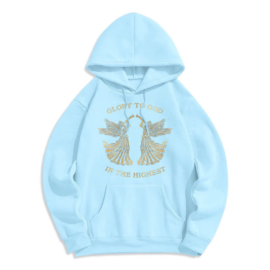 Classic Style Glory To God In The Highest Angel Fleece Lined Polyester Hoodie